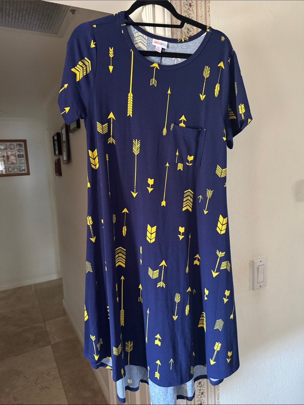 Luvable Carly Navy Dress with Yellow Arrow Print